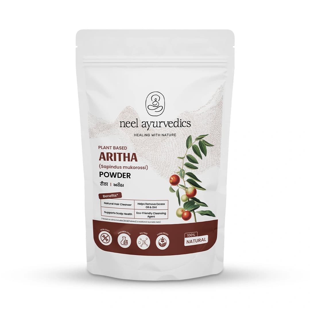 Neel Ayurvedics Reetha | Aritha (Sapindus mukorossi) in polvere | Polvere di noce del sapone indiana | Per capelli sani - 250 GM