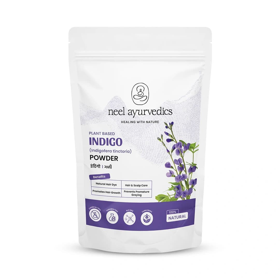 Neel Ayurvedics Indigo / Indigofera tinctoria in polvere - Capelli morbidi e lucenti | Tinta naturale senza sostanze chimiche - 100 GM